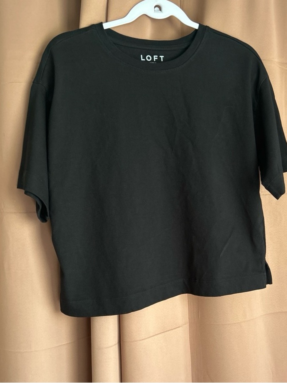LOFT Black Boxy Short Sleeve Tee